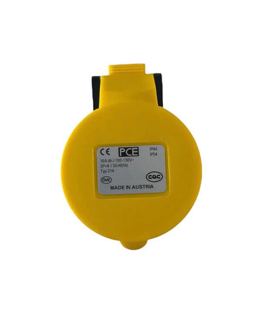 PCE - 16a 110v 3p+e IP44 Black/Yellow Trailing - Female