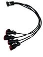 Soca Break Out Power - 1 x Socapex Male to 4 x 4 Pin 16 A Red CeeForm Female Splitter