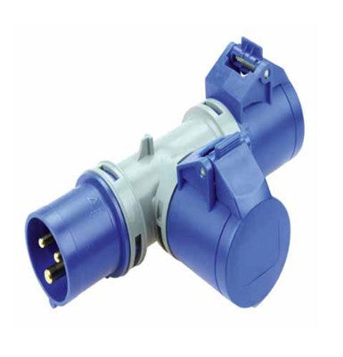 PCE 16A Splitter 230V 3 Way (230 Volt, 2P+E Pin Configuration)