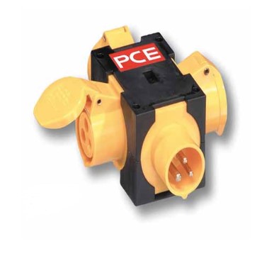 PCE 32a 230v 3 Way adaptor (230 Volt, 2P+E Pin Configuration)